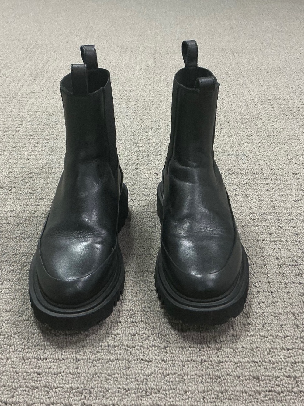 All Saints black lug sole boots. Size US 7.5
